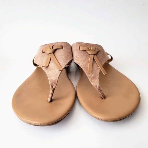 Anthropologie Lace-Up Casual Tan Brown Suede Leather Flip Flop Thong Sandals 10 - Picture 10 of 13